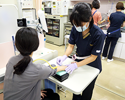 看護師が患者さんに採血をしている写真
