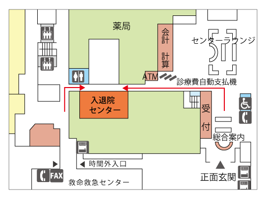入退院センターの場所の地図の画像