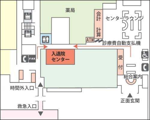 入退院センターの場所の地図の画像